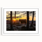 Framed countryside landscape artwork with a white mat, showcasing vibrant green fields and a serene blue sky, perfect for home decor and adding natural beauty.