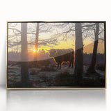 Framed acrylic landscape artwork depicting a serene countryside scene with vibrant green fields and a golden frame, ideal for home decor and nature enthusiasts.