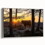 Framed canvas artwork depicting a serene countryside landscape with lush greenery and rolling hills, showcased from a silver side view, ideal for home decor.