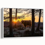 Framed canvas artwork depicting a serene countryside landscape with vibrant greens and soft blue skies, showcased from a side view against a white backdrop. Ideal for home decor.