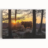 Stretched canvas artwork depicting a serene countryside landscape with rolling hills, vibrant greenery, and a clear blue sky, ideal for home decor.