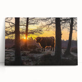 Beautiful stretched canvas artwork depicting a serene countryside landscape with vibrant green fields and a clear blue sky, perfect for home décor.
