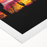 Vibrant desert landscape canvas print showcasing warm hues of orange and yellow, rolled and presented in a protective cardboard tube, perfect for home decor.