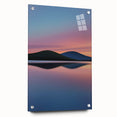 Acrylic glass artwork depicting a vibrant landscape with colorful fields, displayed in a side view and secured with decorative pins, perfect for home decor.