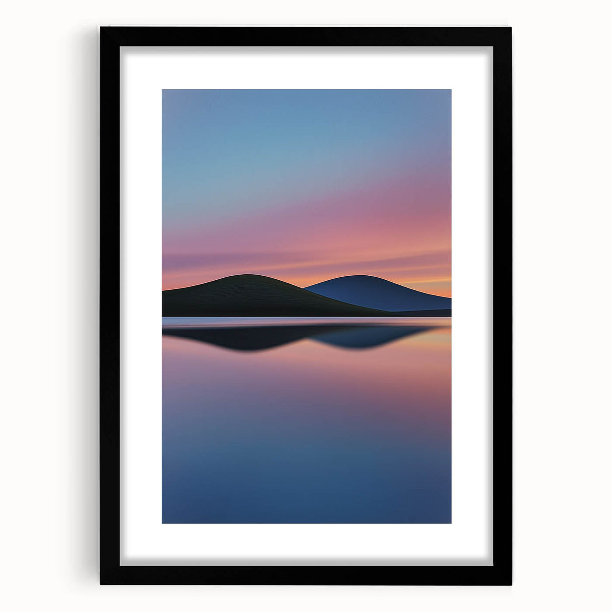 Framed landscape artwork featuring vibrant fields with a black mat border, showcasing a modern aesthetic suitable for home decor. Perfect for adding color and depth to living spaces.