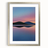 Framed landscape artwork showcasing vibrant green fields and a serene sky, elegantly bordered with a silver mat, perfect for home decor enhancement.