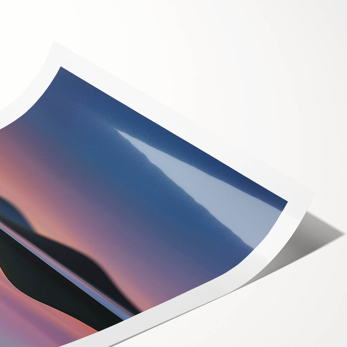 Colorful landscape print showcasing rolling fields under a bright blue sky, beautifully rolled for shipping in a protective cardboard tube, ideal for home decor.
