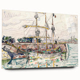 Modern Wall Art: Nautical Scene at Saint-Malo Harbor, Abstract Style