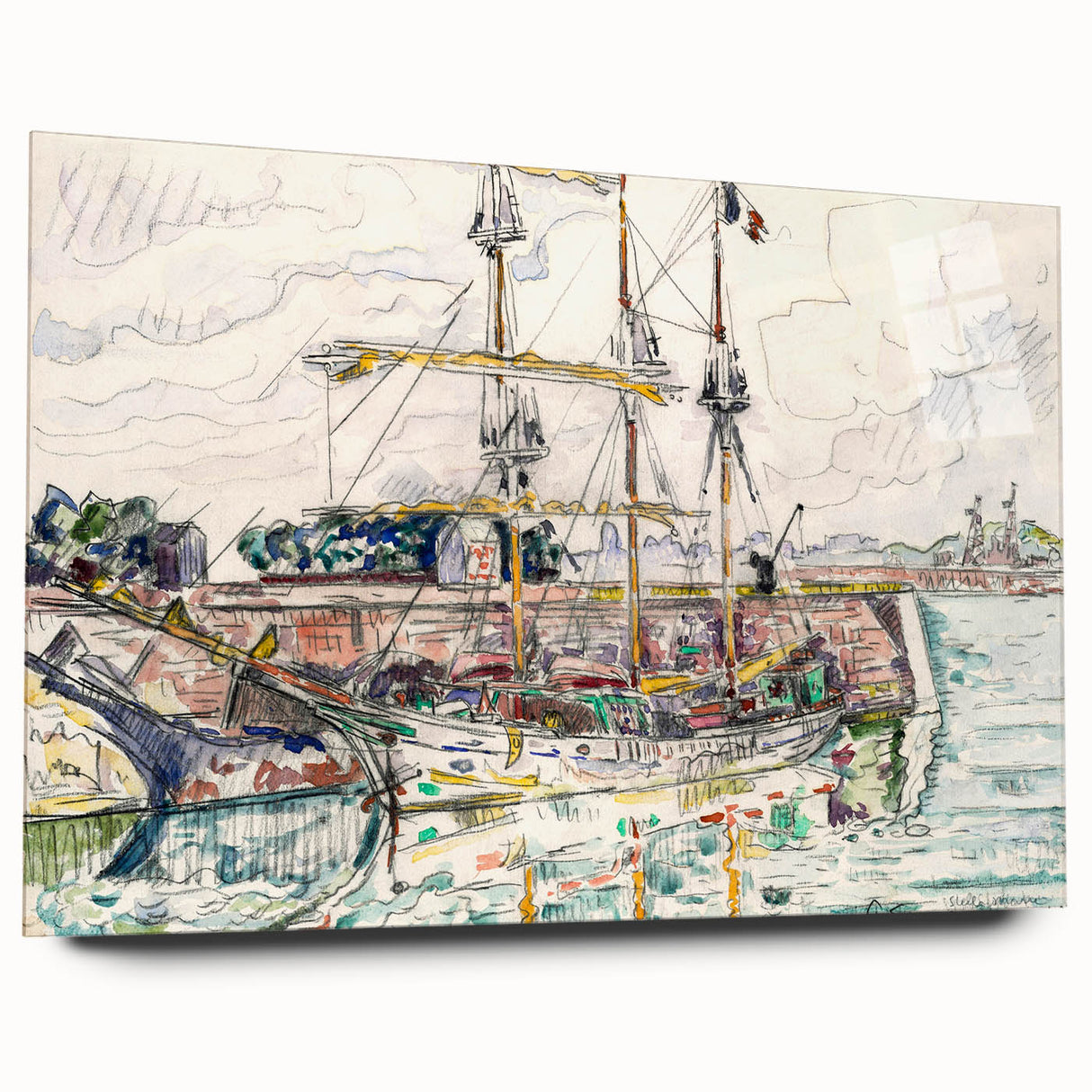 Modern Wall Art: Nautical Scene at Saint-Malo Harbor, Abstract Style