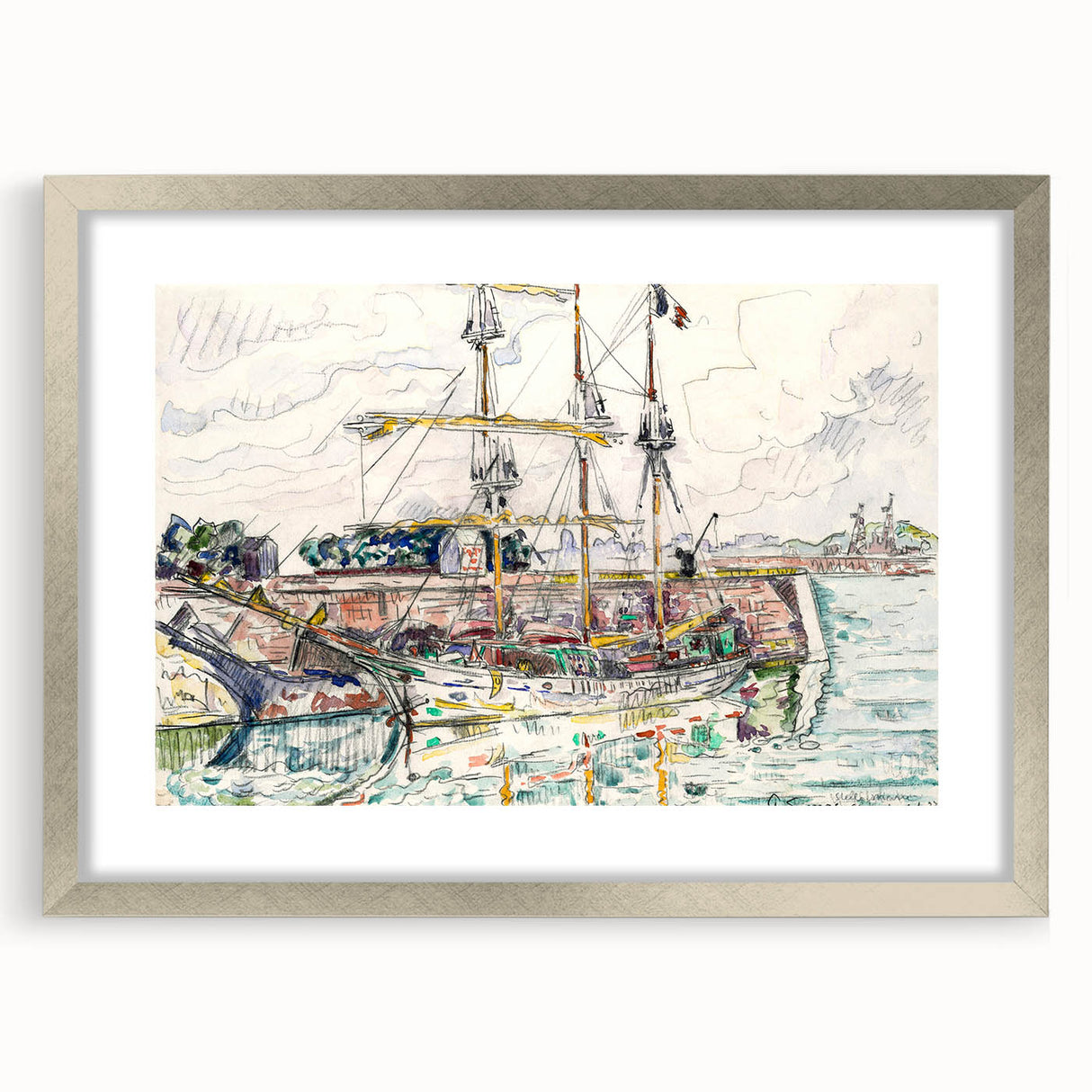 Modern Wall Art: Nautical Scene at Saint-Malo Harbor, Abstract Style