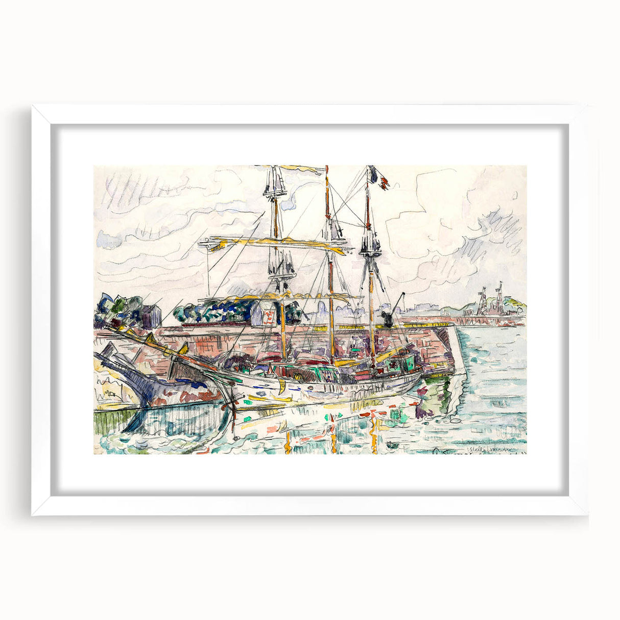 Modern Wall Art: Nautical Scene at Saint-Malo Harbor, Abstract Style