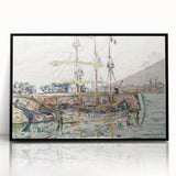 Modern Wall Art: Nautical Scene at Saint-Malo Harbor, Abstract Style
