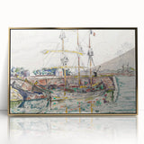 Modern Wall Art: Nautical Scene at Saint-Malo Harbor, Abstract Style