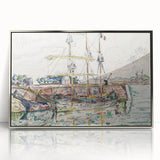 Modern Wall Art: Nautical Scene at Saint-Malo Harbor, Abstract Style