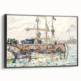Modern Wall Art: Nautical Scene at Saint-Malo Harbor, Abstract Style
