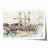 Modern Wall Art: Nautical Scene at Saint-Malo Harbor, Abstract Style