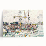 Modern Wall Art: Nautical Scene at Saint-Malo Harbor, Abstract Style