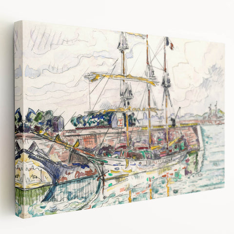 Modern Wall Art: Nautical Scene at Saint-Malo Harbor, Abstract Style