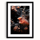 Extra large abstract art print featuring textured swirls in vibrant colors on a framed canvas, ideal for living room decor.