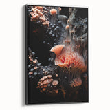 Black and white framed canvas featuring a close-up landscape, ideal for bedroom wall art in a vintage poster style.