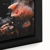 Extra large black wall art on canvas featuring textured, colorful abstract elements, suitable for living room decor.