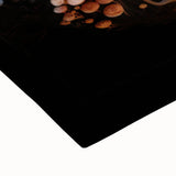 Large black and white landscape art painting on stretched canvas featuring close-up natural elements.