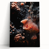 Black and white close-up photo of natural elements on stretched canvas, ideal for kitchen wall art or bedroom.