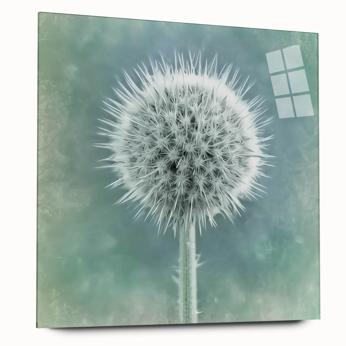 Large abstract floral art on acrylic glass, featuring soft pink and green tones, ideal for bedroom or dining room decor.
