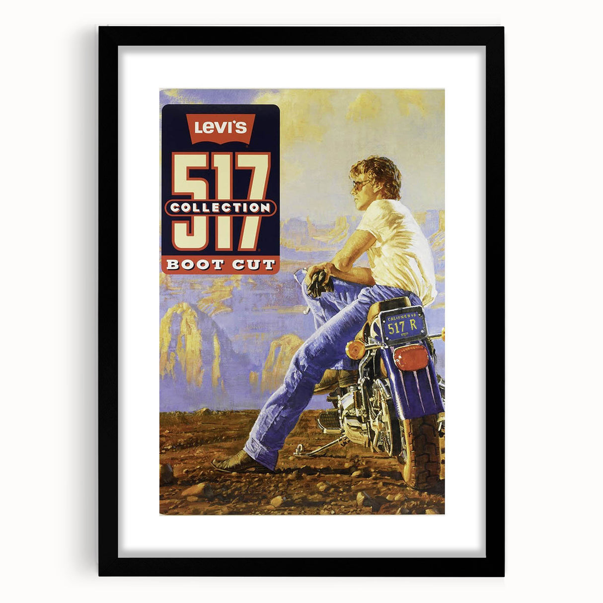 Vintage Levi’s 517 Boot Cut Ad | Retro Motorcycle Art Print