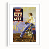 Vintage Levi’s 517 Boot Cut Ad | Retro Motorcycle Art Print