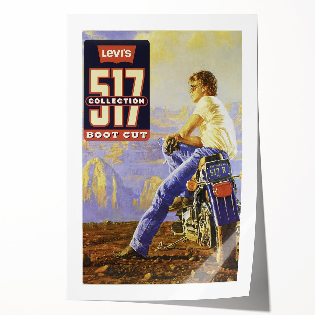 Vintage Levi’s 517 Boot Cut Ad | Retro Motorcycle Art Print