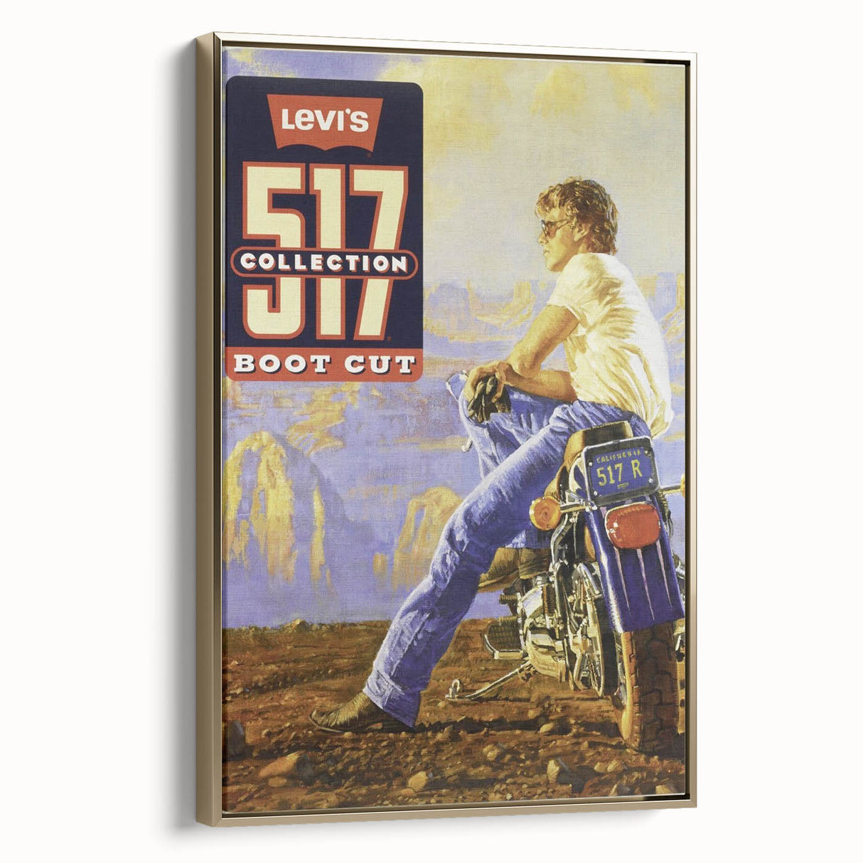 Vintage Levi’s 517 Boot Cut Ad | Retro Motorcycle Art Print