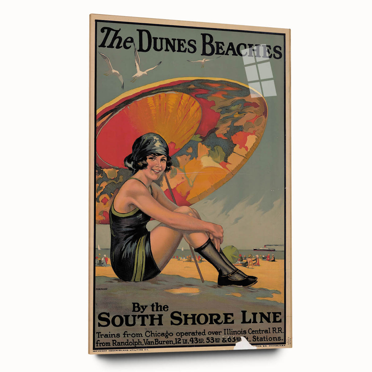 Vintage Indiana Dunes Beaches Poster | Retro South Shore Line Art