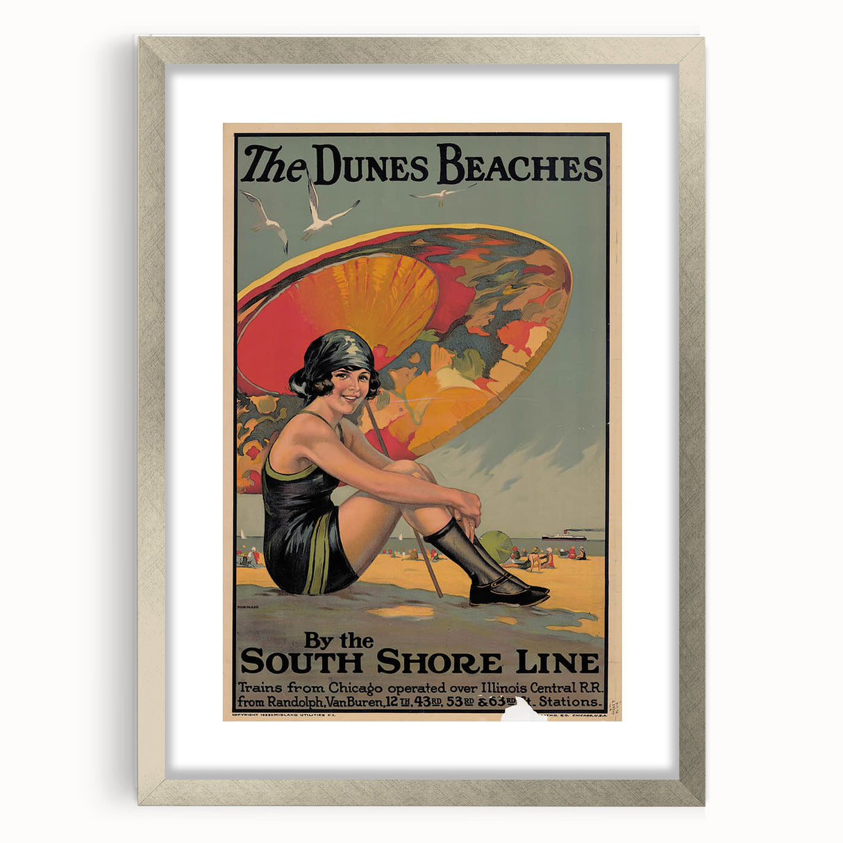 Vintage Indiana Dunes Beaches Poster | Retro South Shore Line Art