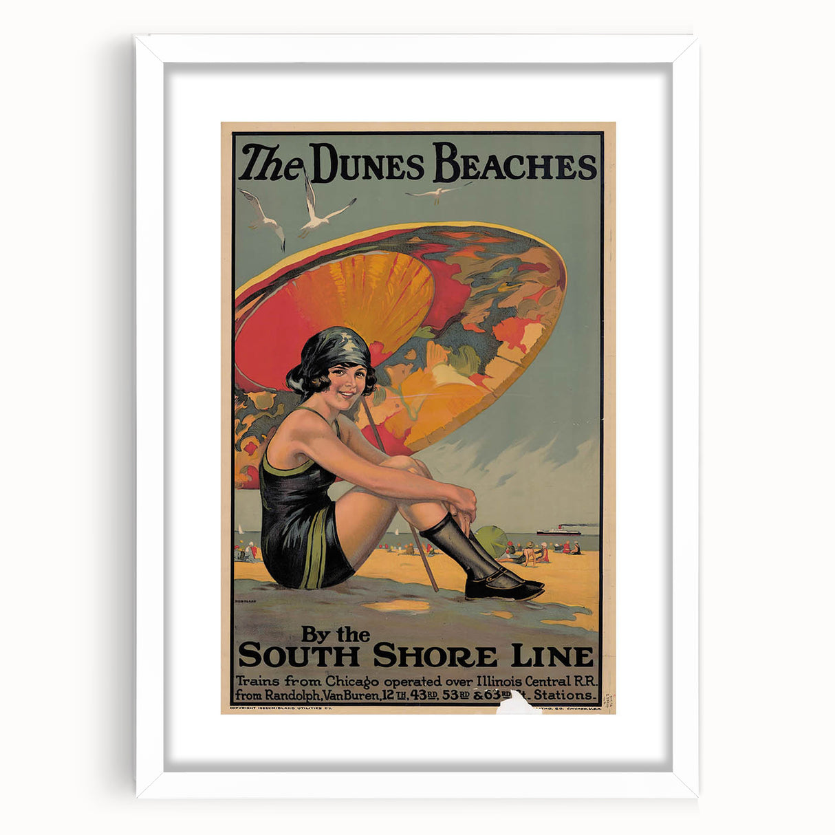 Vintage Indiana Dunes Beaches Poster | Retro South Shore Line Art