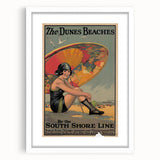Vintage Indiana Dunes Beaches Poster | Retro South Shore Line Art
