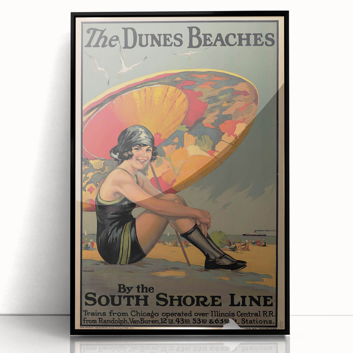 Vintage Indiana Dunes Beaches Poster | Retro South Shore Line Art