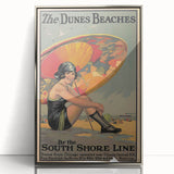 Vintage Indiana Dunes Beaches Poster | Retro South Shore Line Art