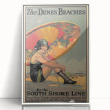 Vintage Indiana Dunes Beaches Poster | Retro South Shore Line Art