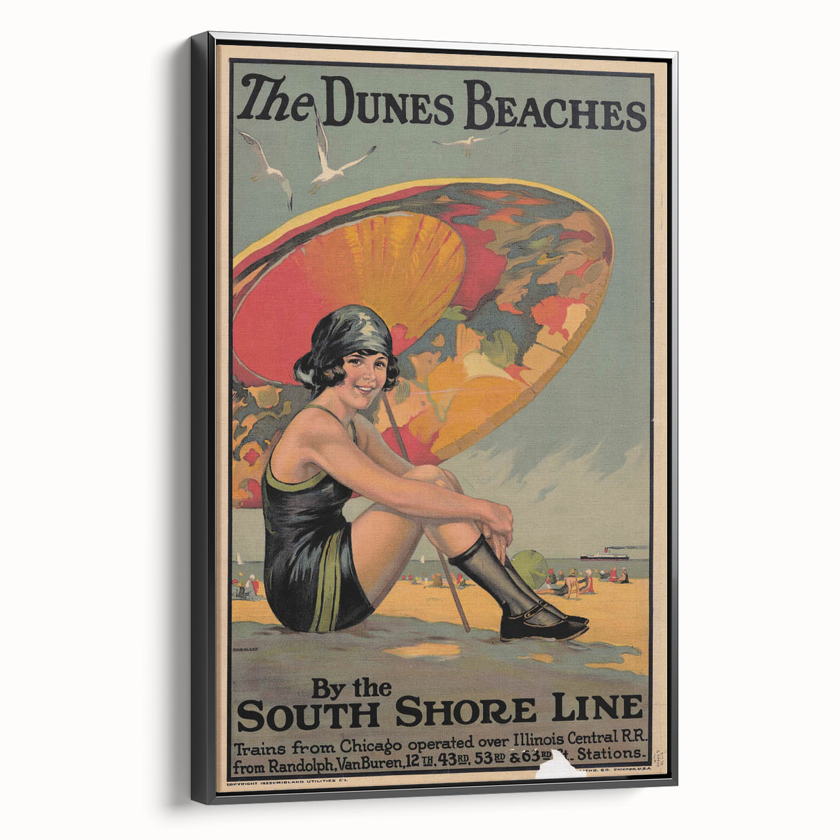 Vintage Indiana Dunes Beaches Poster | Retro South Shore Line Art