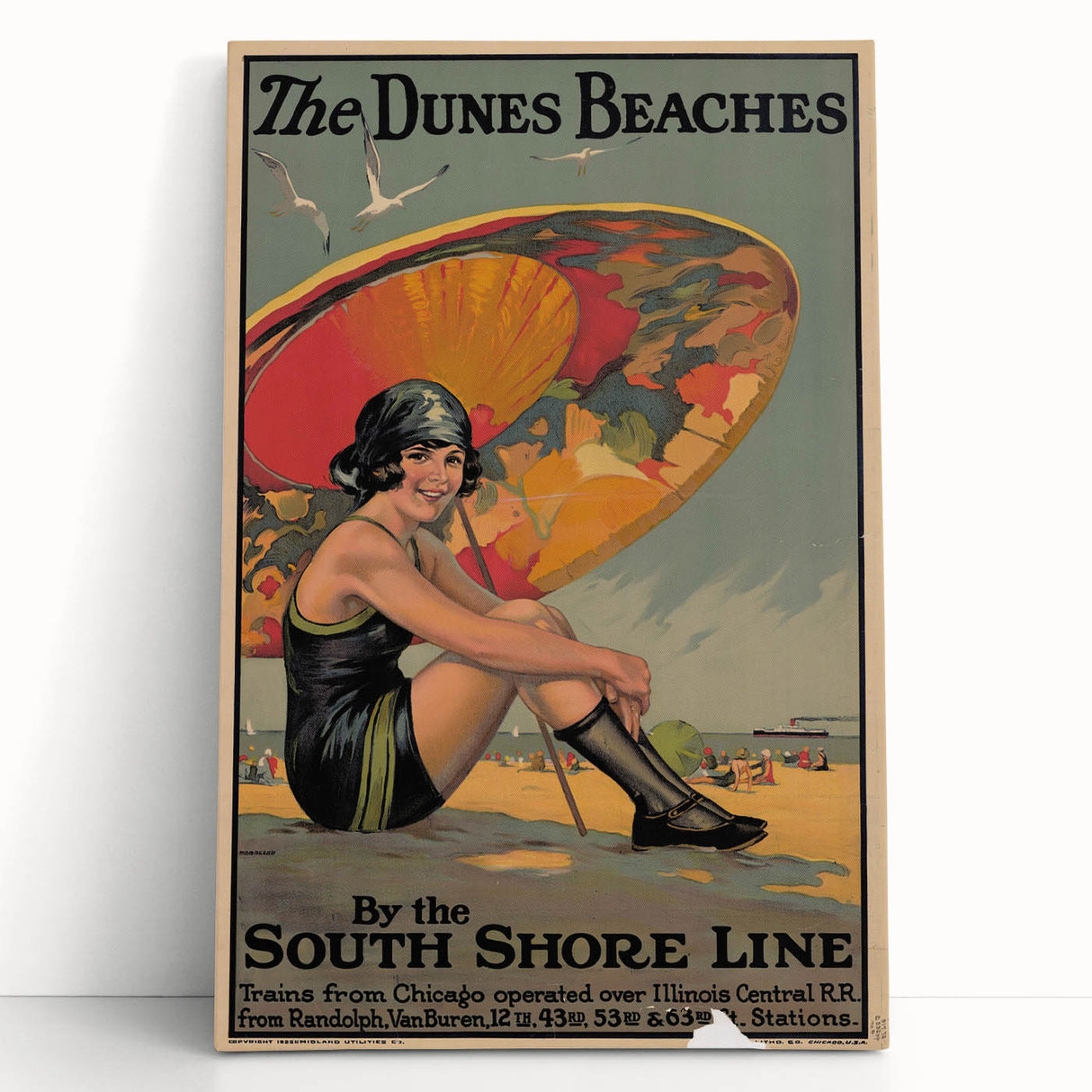 Vintage Indiana Dunes Beaches Poster | Retro South Shore Line Art