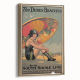 Vintage Indiana Dunes Beaches Poster | Retro South Shore Line Art