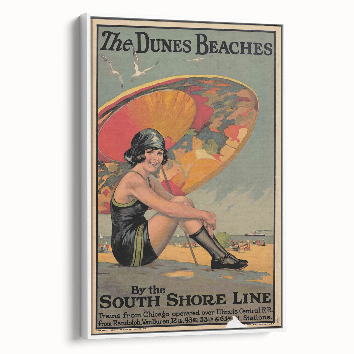 Vintage Indiana Dunes Beaches Poster | Retro South Shore Line Art