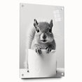 Cute Squirrel Bathroom Wall Art - Fun Black and White Bathroom Decor