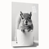 Cute Squirrel Bathroom Wall Art - Fun Black and White Bathroom Decor