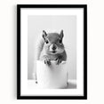 Cute Squirrel Bathroom Wall Art - Fun Black and White Bathroom Decor