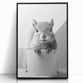Cute Squirrel Bathroom Wall Art - Fun Black and White Bathroom Decor
