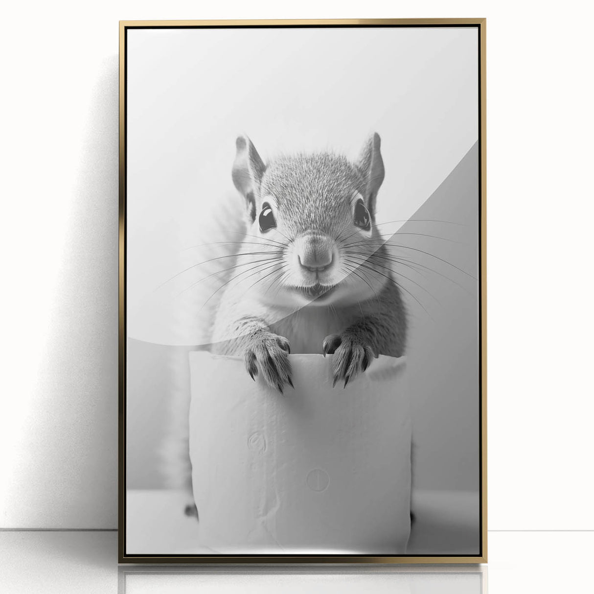 Cute Squirrel Bathroom Wall Art - Fun Black and White Bathroom Decor