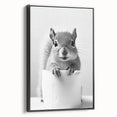 Cute Squirrel Bathroom Wall Art - Fun Black and White Bathroom Decor
