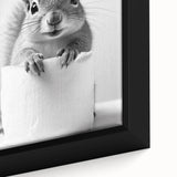 Cute Squirrel Bathroom Wall Art - Fun Black and White Bathroom Decor